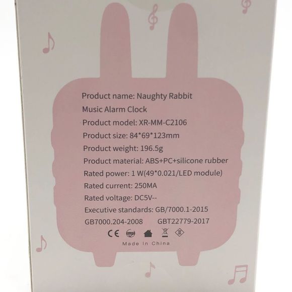 Pink Light Up Smart Rabbit Ears LED  Music Alarm Clock,Multi-Functional For Kids - Picture 4 of 16